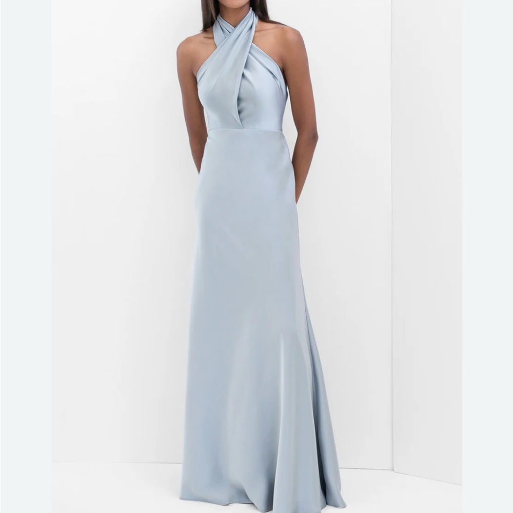 Watters Light Blue Halter-Style Maxi Dress